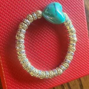 Tiffany & Co. Silver Bracelet with Blue Heart Charm